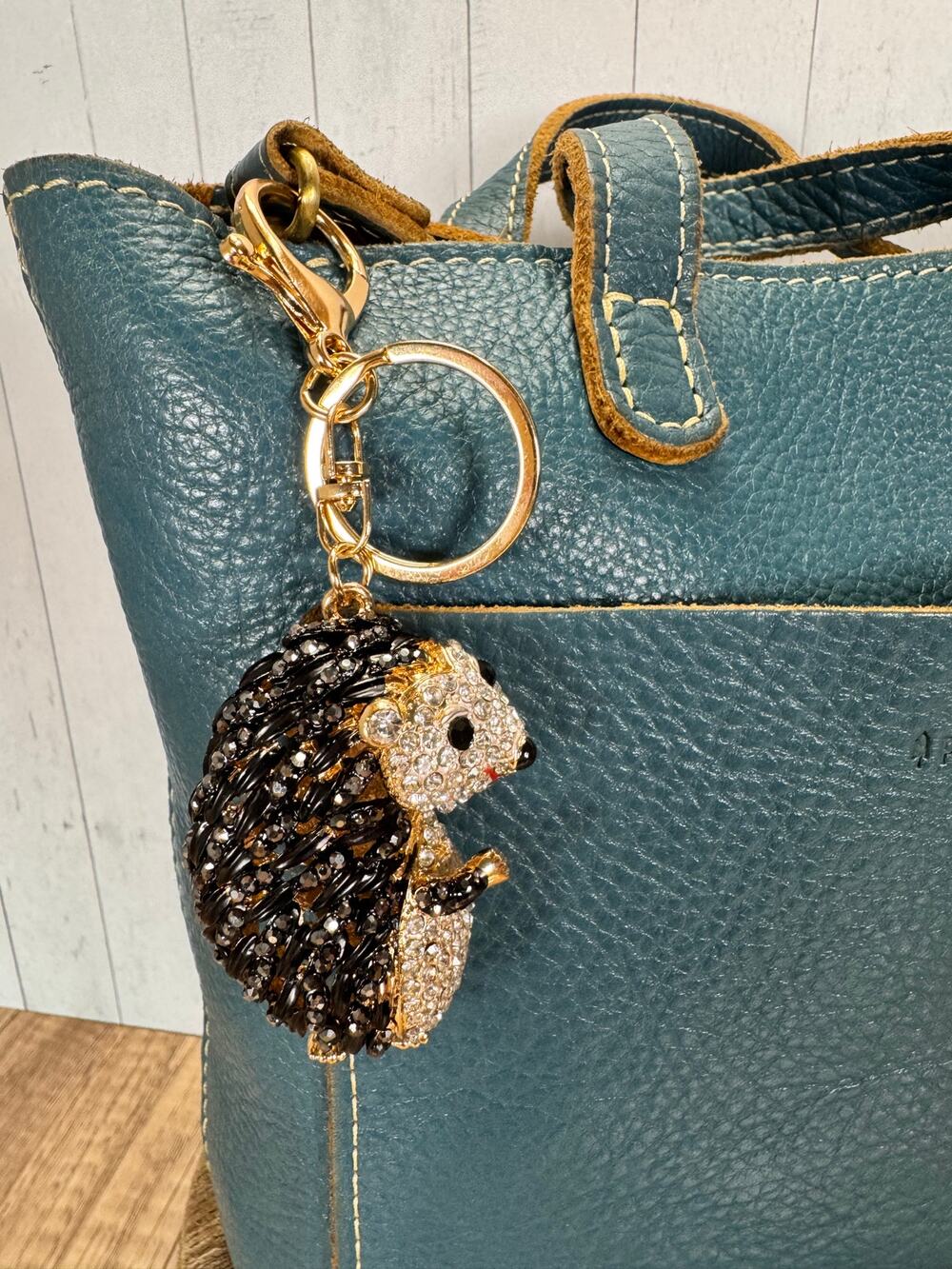 Hedgehog Metal Beaded Purse Charm Hedgehog Cute Accessory